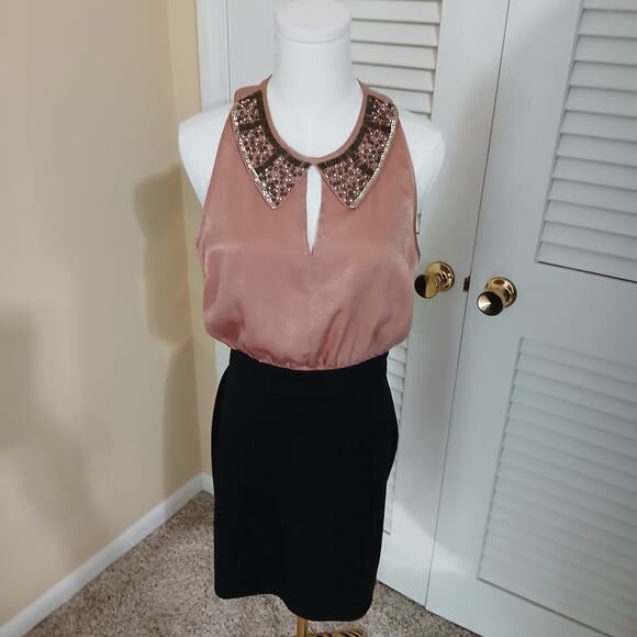 XXI Medium Halter peak-a-boo front Sequin Collar Exposed Zipper Back Dress poly - Picture 3 of 13